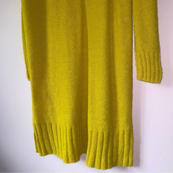 Anthropologie Size S Alpaca Cardigan Sweater Longline Duster Yellow Open Front - Picture 8 of 8